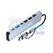 Разветвитель USB3.0/2.0 Gembird UHB-C445, USB3.0, 4хUSB2.0, Type-C, с доп.питанием (порт Type-C), кабель Type-C/USB 17см, алюминий, коробка