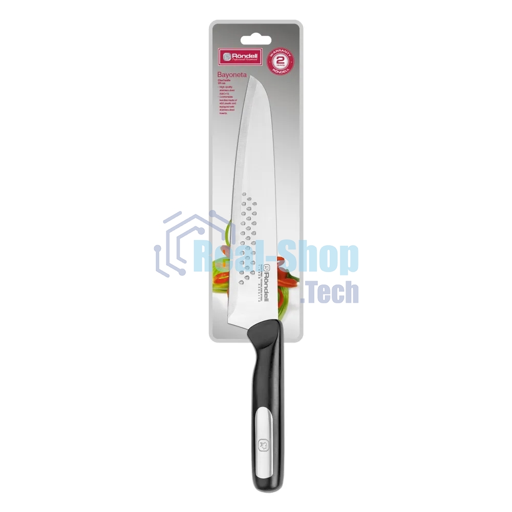 Нож Rondell Bayoneta RD-1570 стальной поварской лезв. 200 мм черный блистер