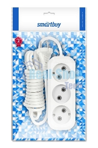 Удлинитель бытовой Smartbuy (SBE-10-3-02-N) 3 гнз х 2,0 ма (10А/2.2 кВт, ПВС 2х1.0)