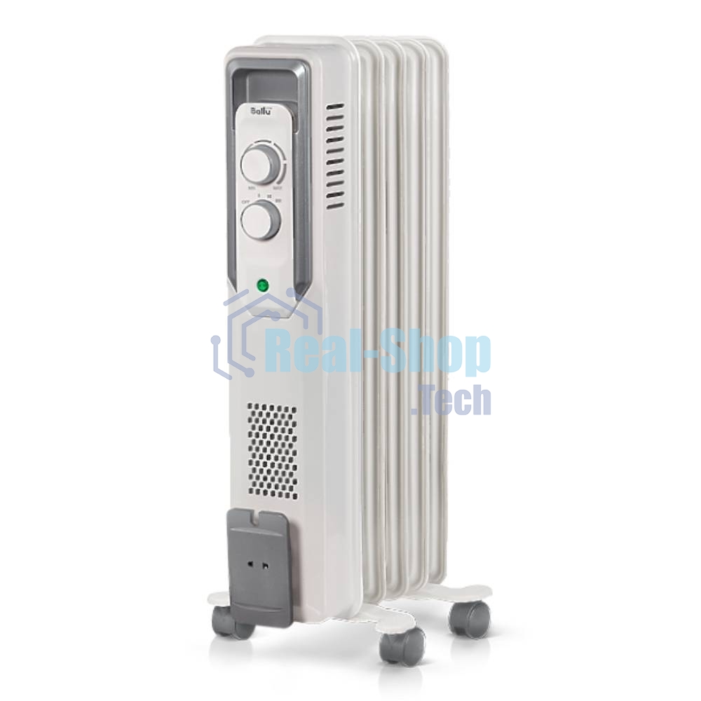 Обогреватель масляный Ballu CUBE BOH/CB-05W (5 секций), белый, 1000 Вт, 15 м2, механический термостат