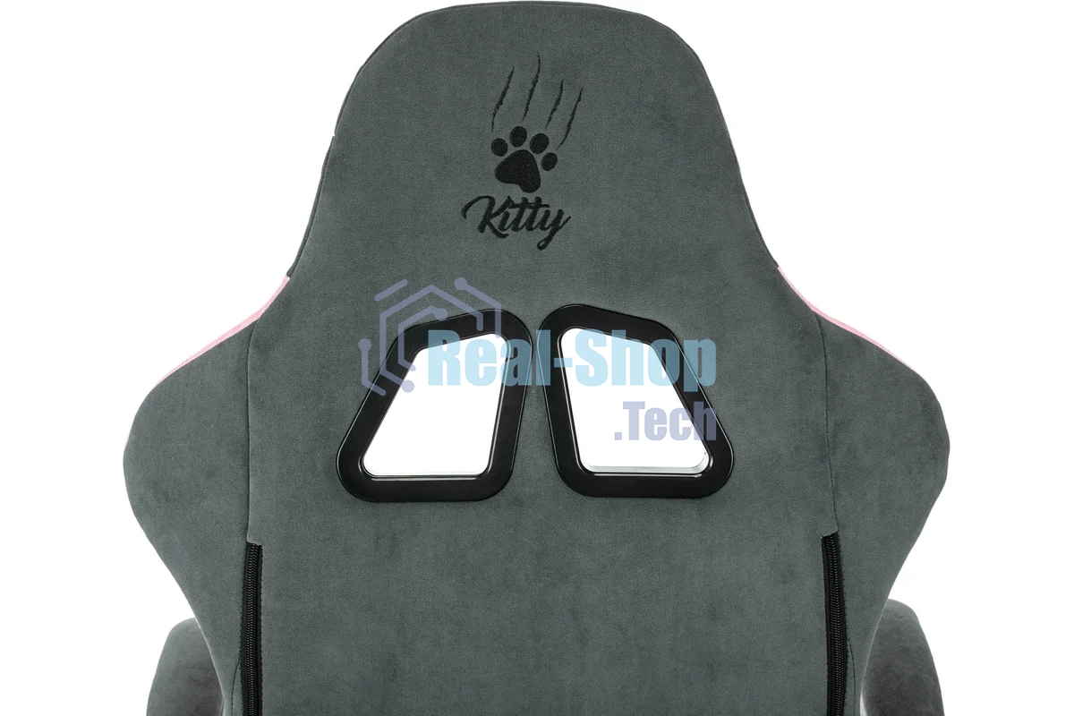 Кресло игровое Knight Kitty Fabric серый/розовый крестов. пластик