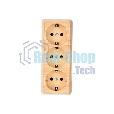 Розетка 3-м ОП Октава 16А РС23-3-ОС с заземл. сосна ИЭК ERO31-K03-16-DC