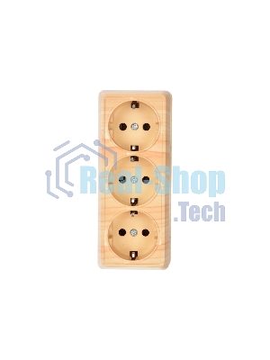 Розетка 3-м ОП Октава 16А РС23-3-ОС с заземл. сосна ИЭК ERO31-K03-16-DC