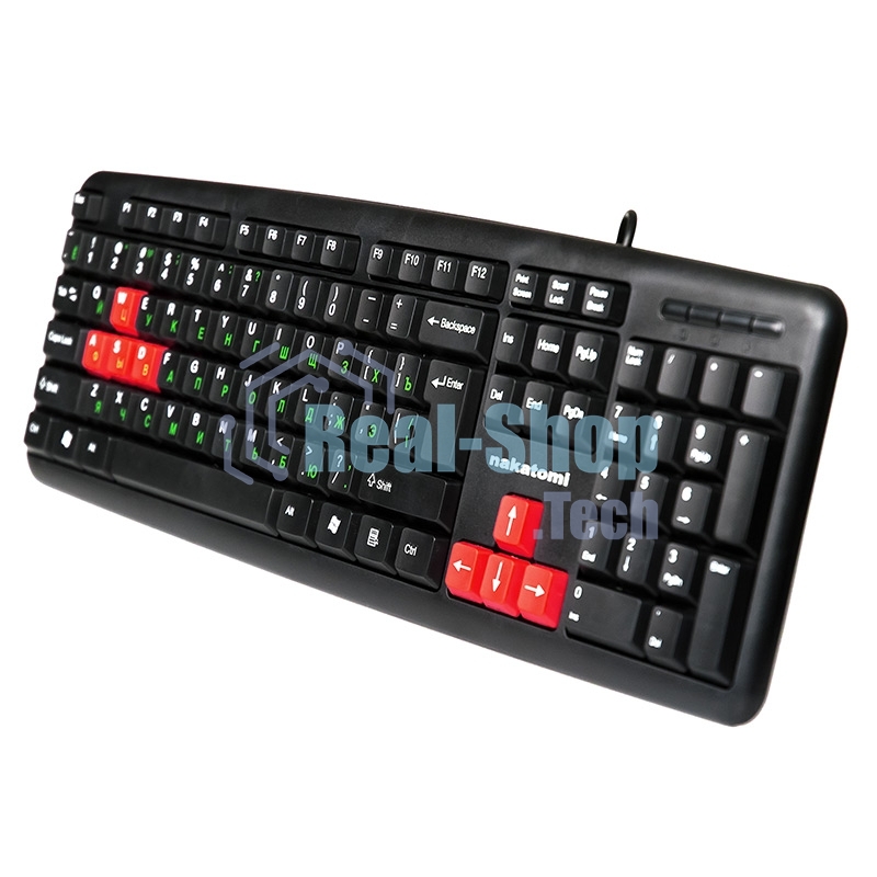 Клавиатура проводная NAKATOMI KN-02U USB черный-красный