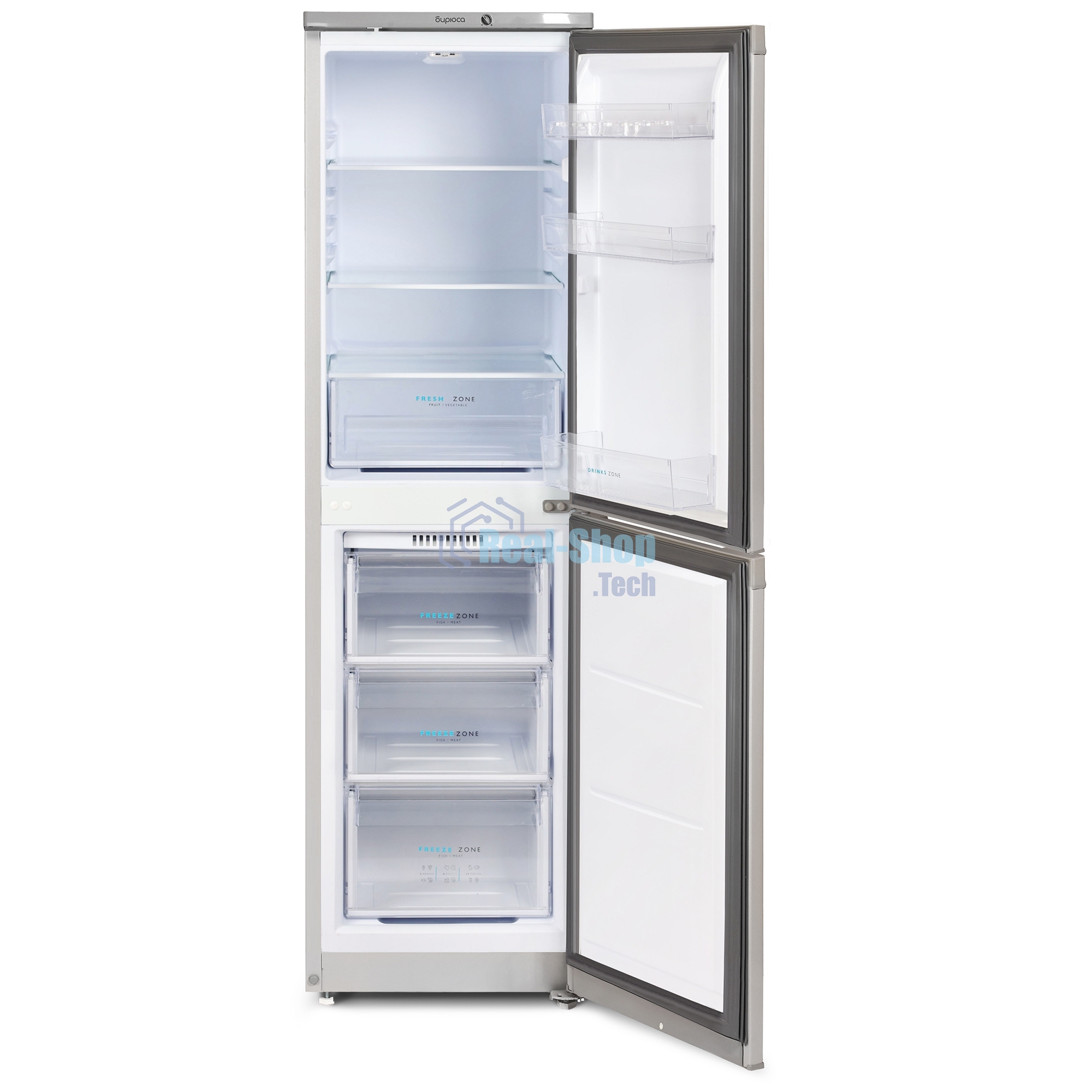 Холодильник Бирюса M420 металлик двухкамерный 125/80л морозилка снизу