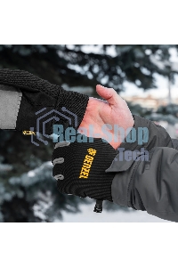 Перчатки универсальные Denzel 68094 двойные, работа с сенсорным экраном, вязаная манжета, размер 10