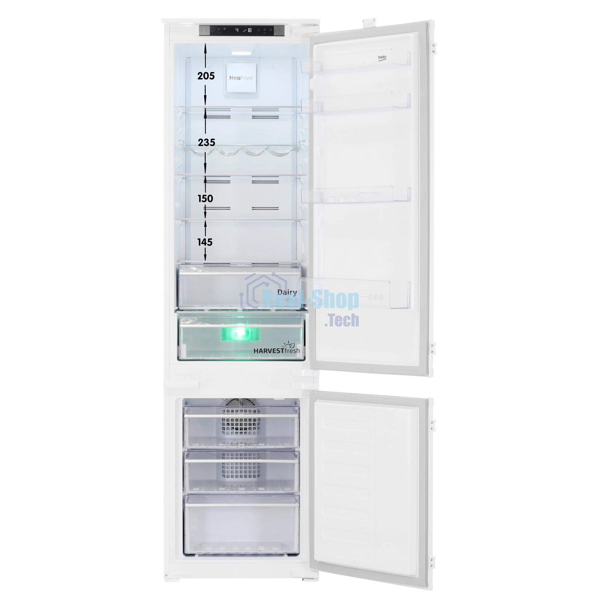Встраиваемый холодильник Beko BCNA306E3S белый, 2 камеры, 215/69 л., морозилка снизу, No Frost
