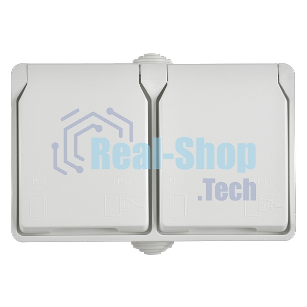 Розетка 2-я IEK ERS22-K01-16-54-DC ОП Форс РСб22-3-ФБ 16А IP54 с заземл. защ. шторки белый