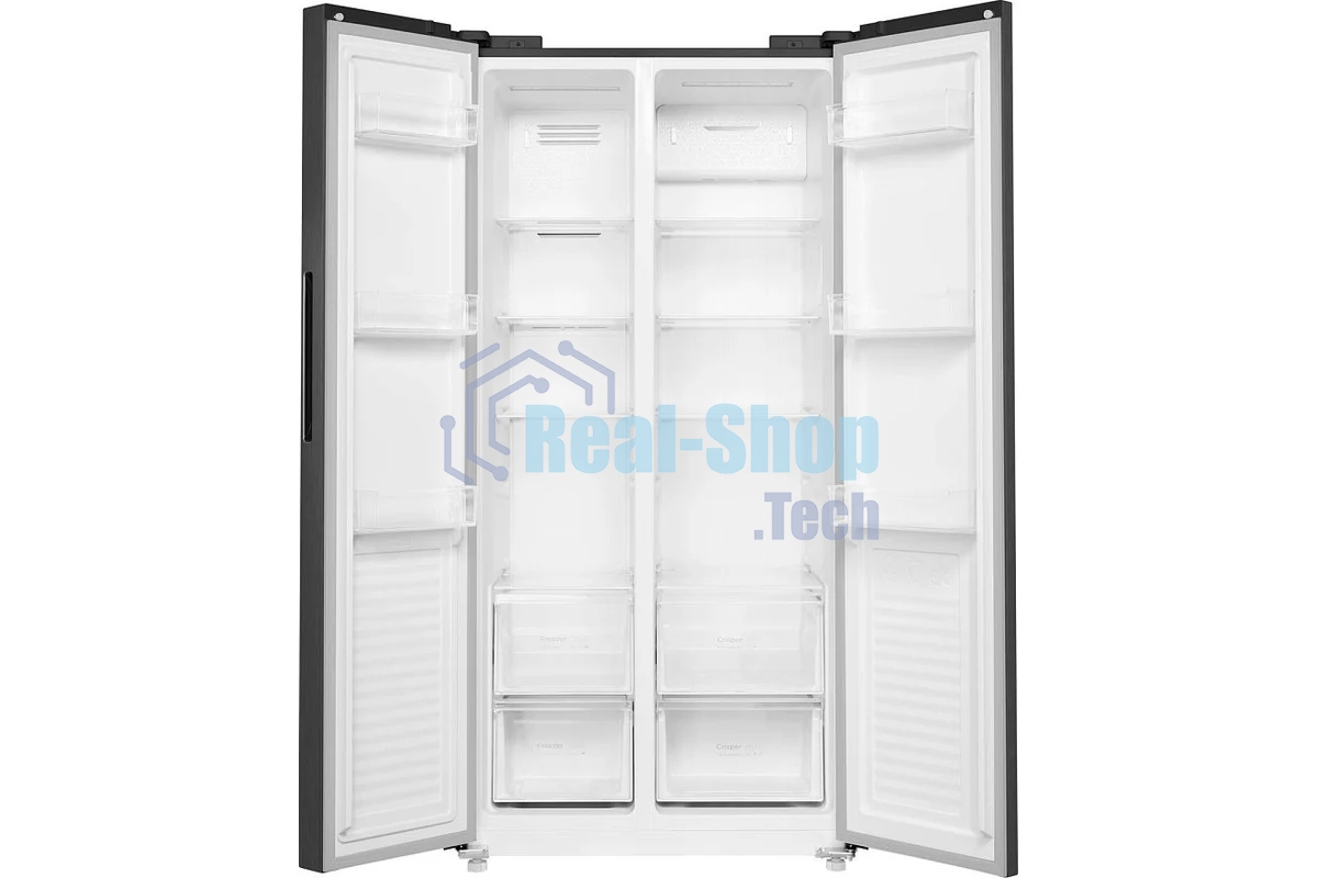 Холодильник Maunfeld MFF177NFSE нержавеющая сталь двухкамерный 263/170л морозилка сбоку, No Frost, Side by Side