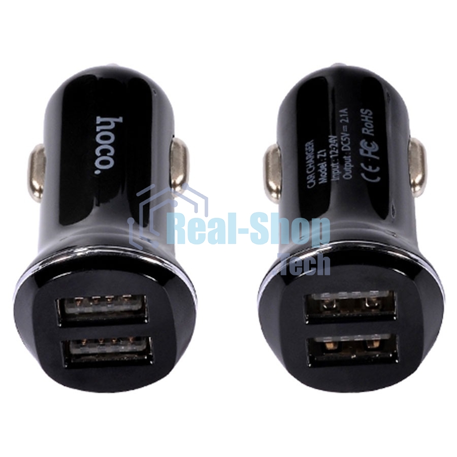Автомобильная зарядка HOCO Z1 2xUSB, 2.1A, 11W, черный