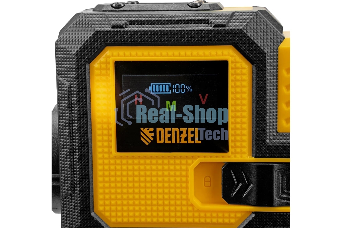 Лазерный уровень мультипризменный Denzel DLV-360-3C, 30 м, зеленый луч, Li-Ion 2,4 Aч, кейс