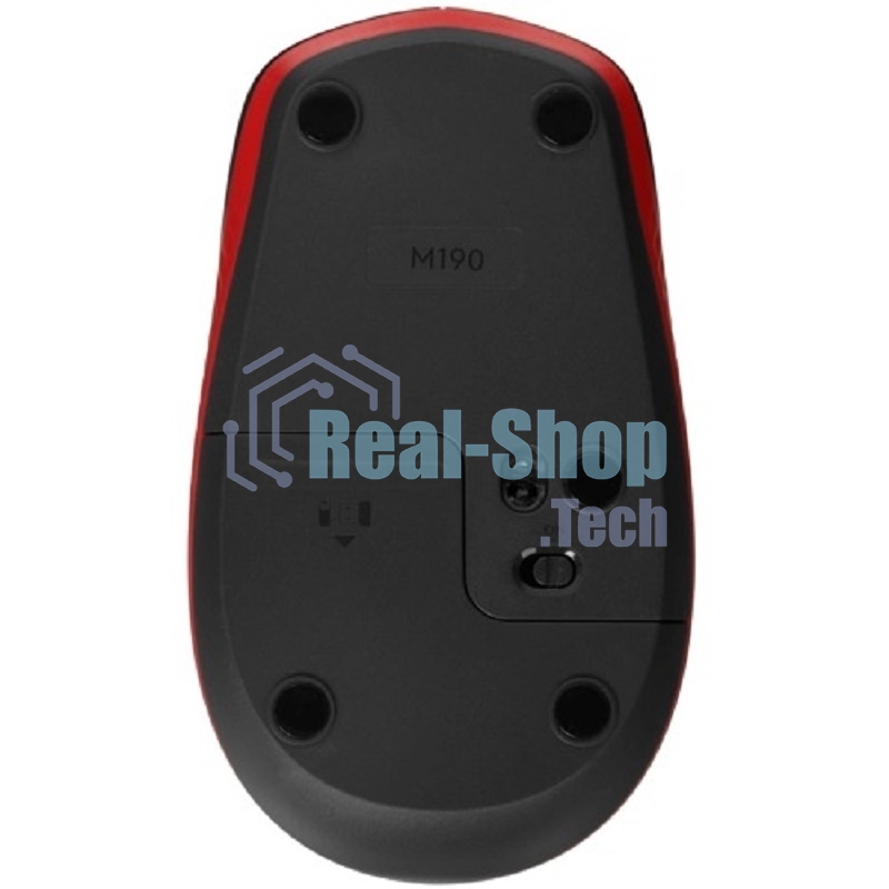 Мышь беспроводная Logitech M190 черный/красный, 1000 dpi, радиоканал, USB, кнопки - 3