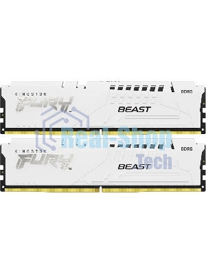 Оперативная память Kingston Fury Beast, DDR5, 32Gb (2x16Gb), 6000MHz, CL30, DIMM, с радиаторами, белый