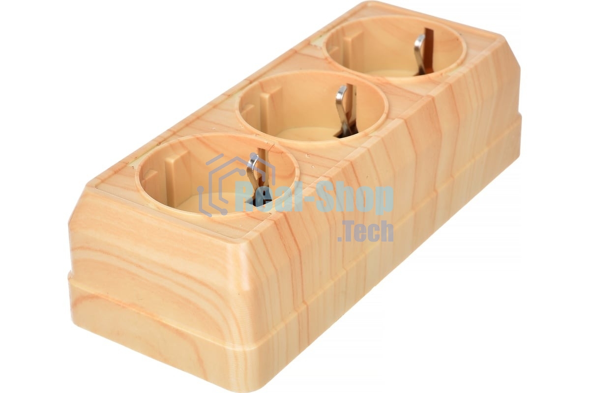 Розетка 3-м ОП Октава 16А РС23-3-ОС с заземл. сосна ИЭК ERO31-K03-16-DC