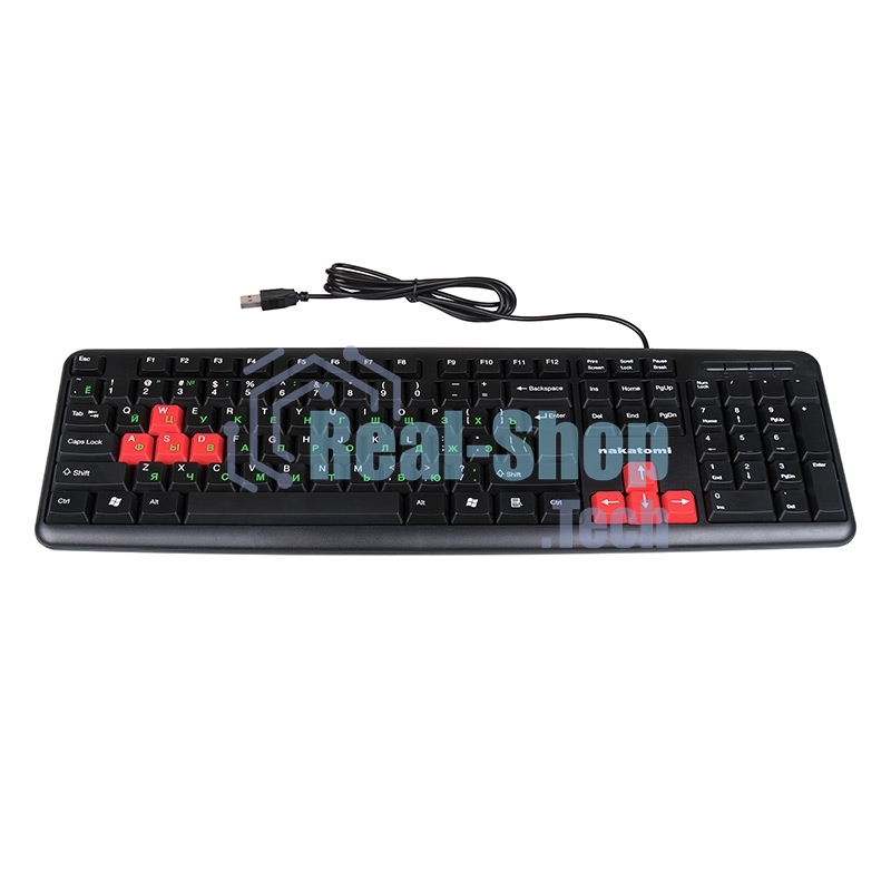 Клавиатура проводная NAKATOMI KN-02U USB черный-красный