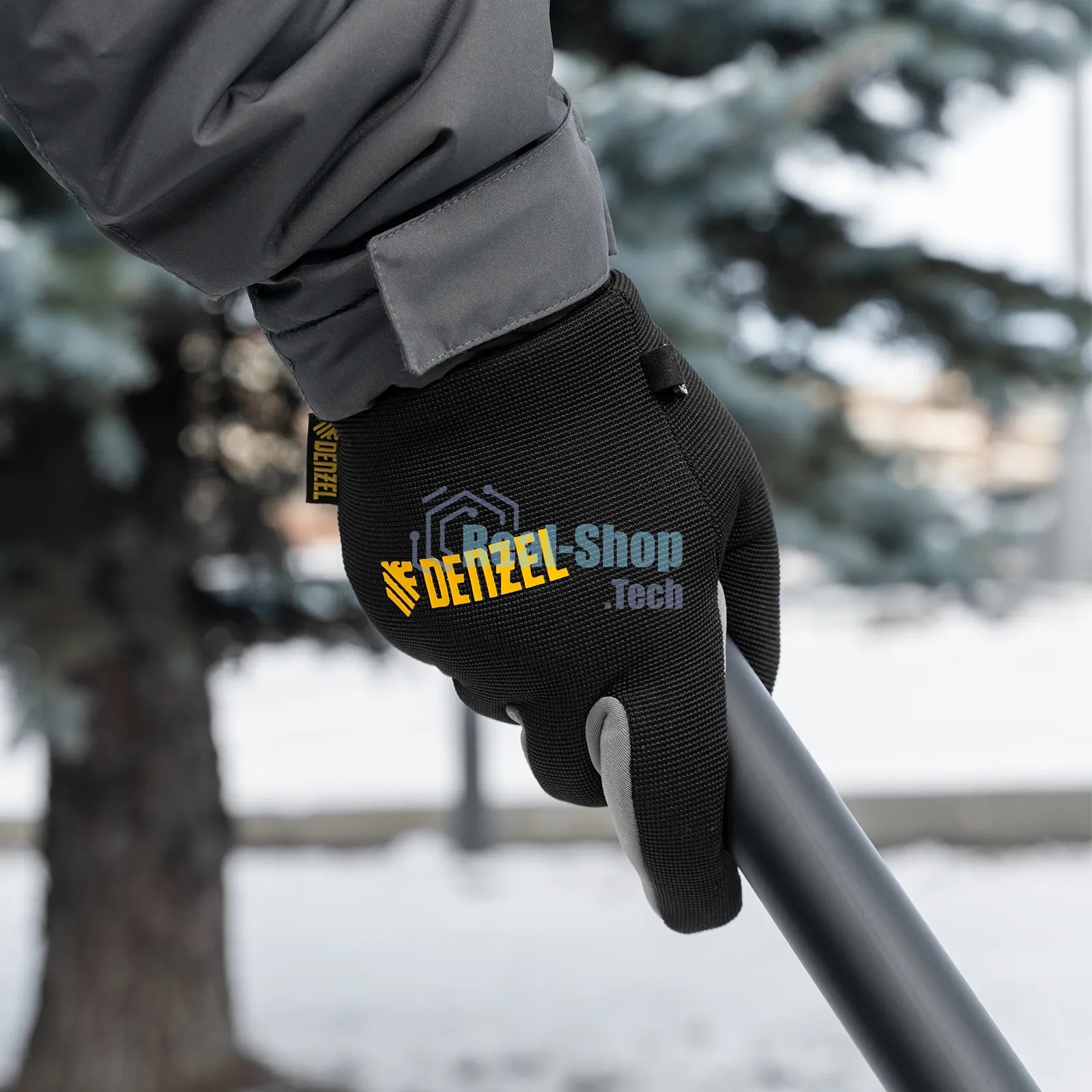 Перчатки универсальные Denzel 68094 двойные, работа с сенсорным экраном, вязаная манжета, размер 10