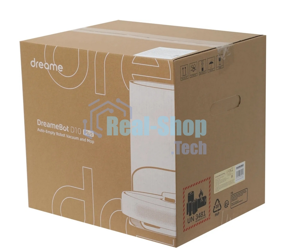 Робот-пылесос Dreame RLS3D Vacuum and Mop D10 Plus белый, 46 Вт, 5200 мА·ч Li-Ion, уборка сухая/влажная, пылесборник контейнер 0.4 л