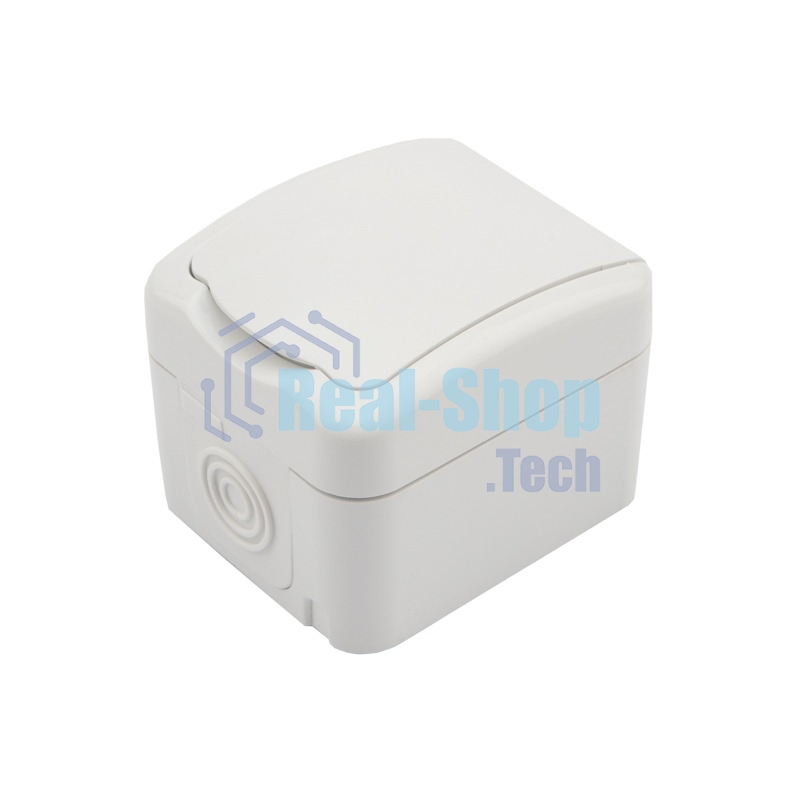 Розетка одноместная Kranz Mini OG открытой установки с заземлением, IP54 белая