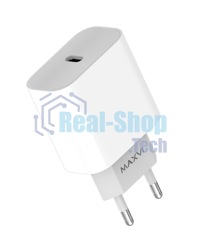 Сетевое зарядное устройство Maxvi CHL-601PD 18W, 3A, QC 3.0, PD 3.0, 1xUSB-C, белый