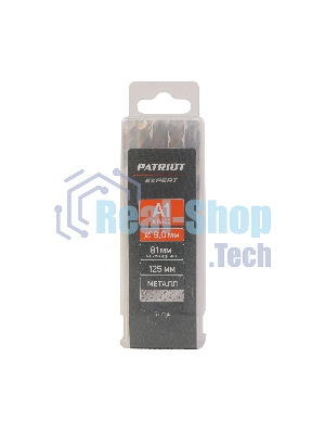 Сверло PATRIOT EXPERT по металлу, Р6М5К5, 9,0 мм, упаковка 5 шт