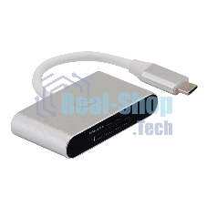 Кард-ридер Digma CR-С2501-S/серебристый/SD/TF/micro-SD/USB Type-C/алюминий