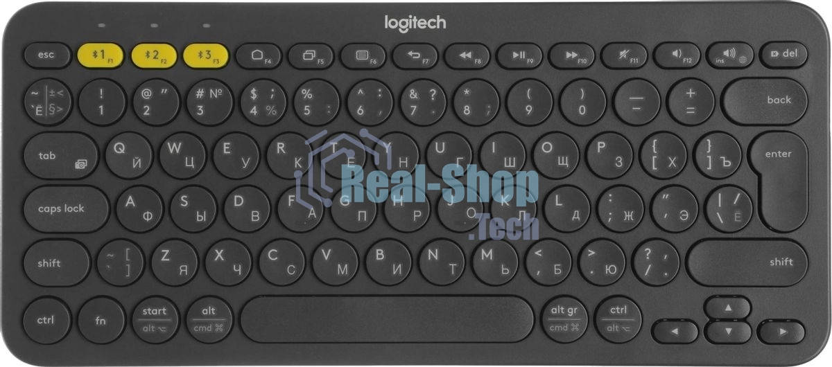 Клавиатура беспроводная Logitech K380 Multi-Device Bluetooth (920-007584) темно- серый- (заводская гравировка)