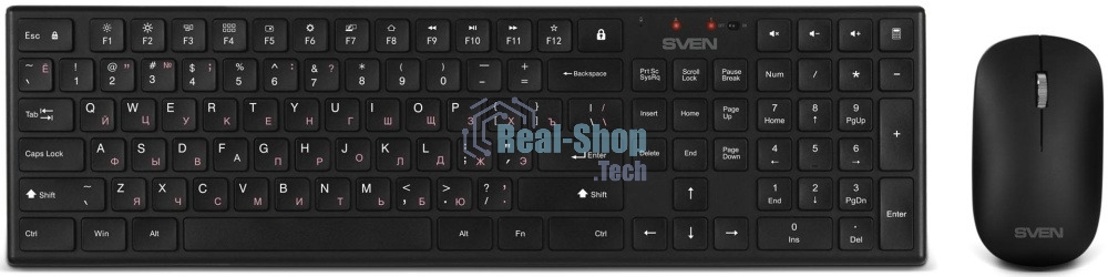 Комплект беспроводной SVEN ножничная клавиатура + мышь KB-C2550W черный (109 кл.,12Fn, 1000DPI, 2+1 кл.)