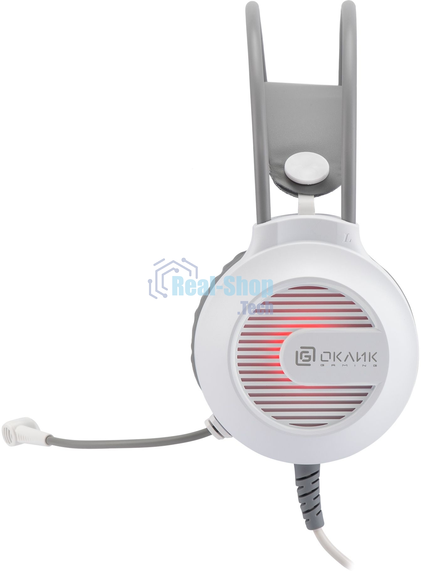 Гарнитура проводная с микрофоном Оклик HS-L300G White белый 2.2м мониторные USB оголовье (1796952)