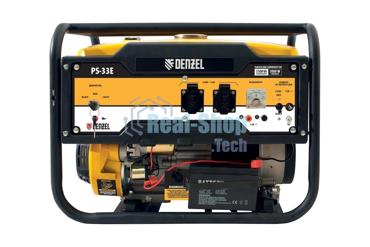 Электрогенератор бензиновый Denzel PS-33E, 3.3 кВт, 85 дБ, 48.5 кг