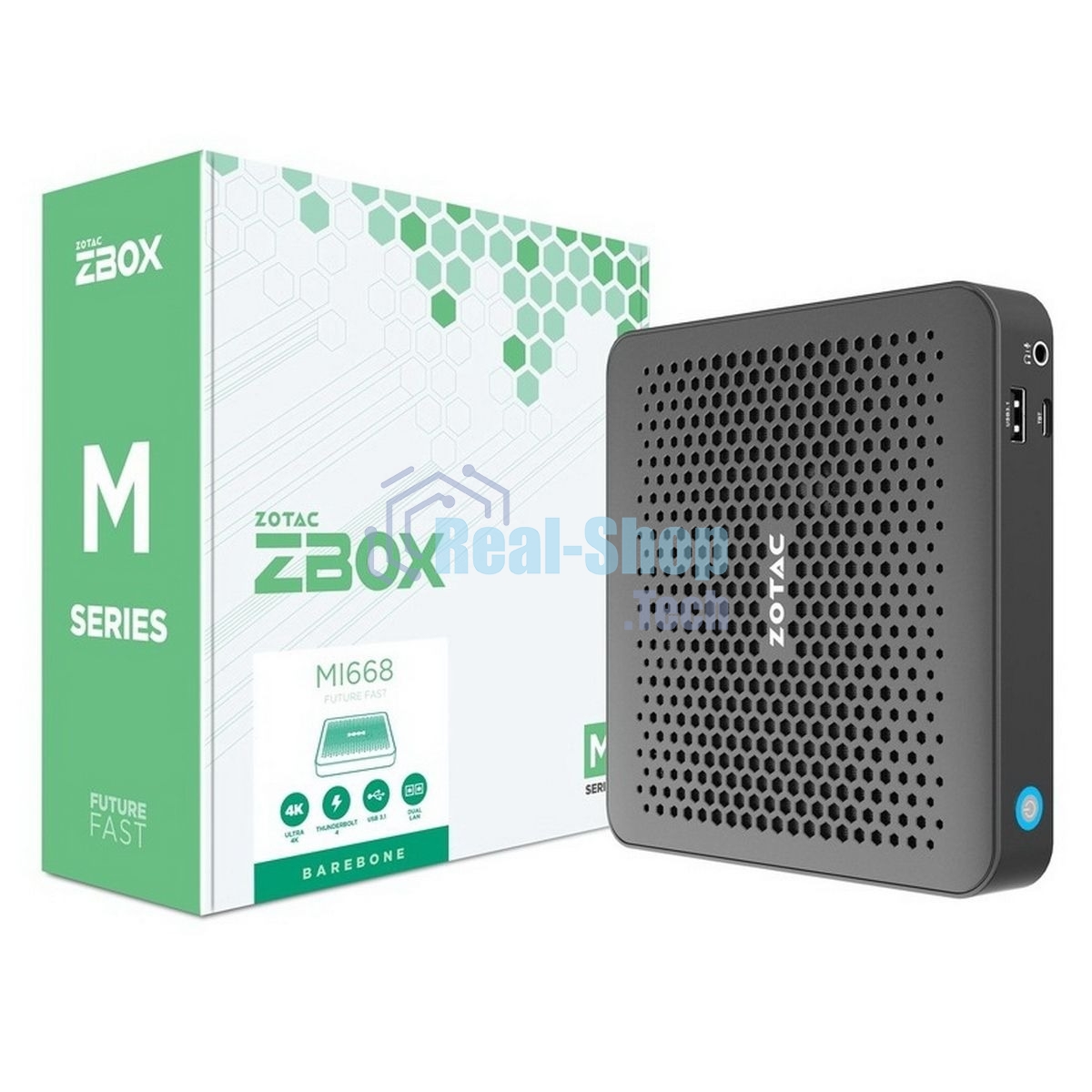 Мини ПК ZOTAC ZBOX MI668, Barebone, Intel i7-1360P, 2x DDR5-5200/4800 SO-DIMM, M.2 SSD SLOT, 2x GLAN, WIFI, BT, USBDRV, DP/HDMI, EU+UK PLUG