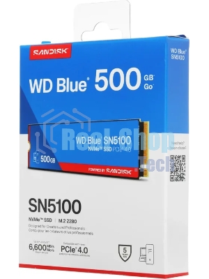 Накопитель SSD 500GB WD Blue SN5100, NVMe, M.2 2280, PCI-E 4x4 R/W - 5600/6600 Mb/s