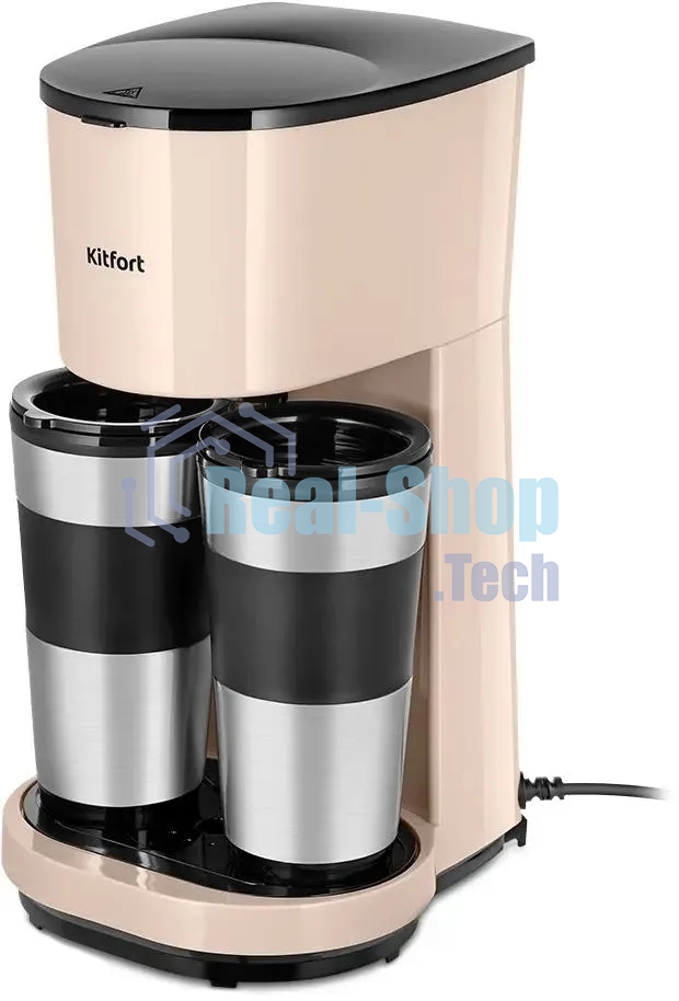 Кофеварка капельная Kitfort КТ-7303 бежевый/черный, исп. кофе - молотый, 0.84 л, 800 Вт.