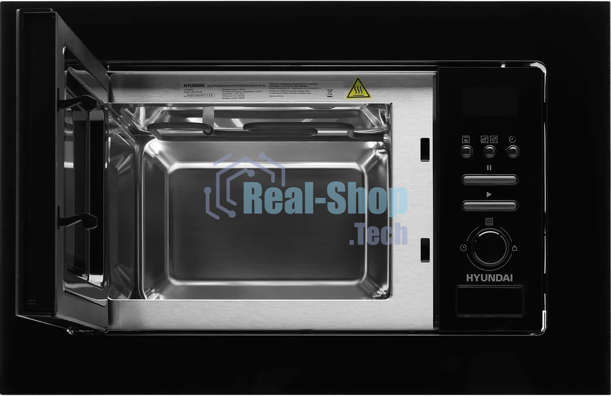 Микроволновая печь встраиваемая Hyundai HBW 2040 BG черный, 20 л, 800 Вт, переключатели - кнопки/поворотный механизм