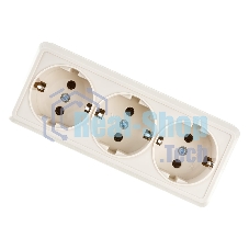 Розетка 3-м ОП Октава 16А РС23-3-ОК с заземл. крем. ИЭК ERO31-K33-16-DC