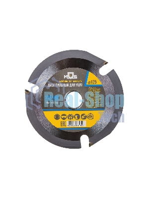 Диск пильный по дереву Fit, посадочный диаметр 22.2 мм, 3 зуба с карбидными вставками, мелкий зуб, 125 мм