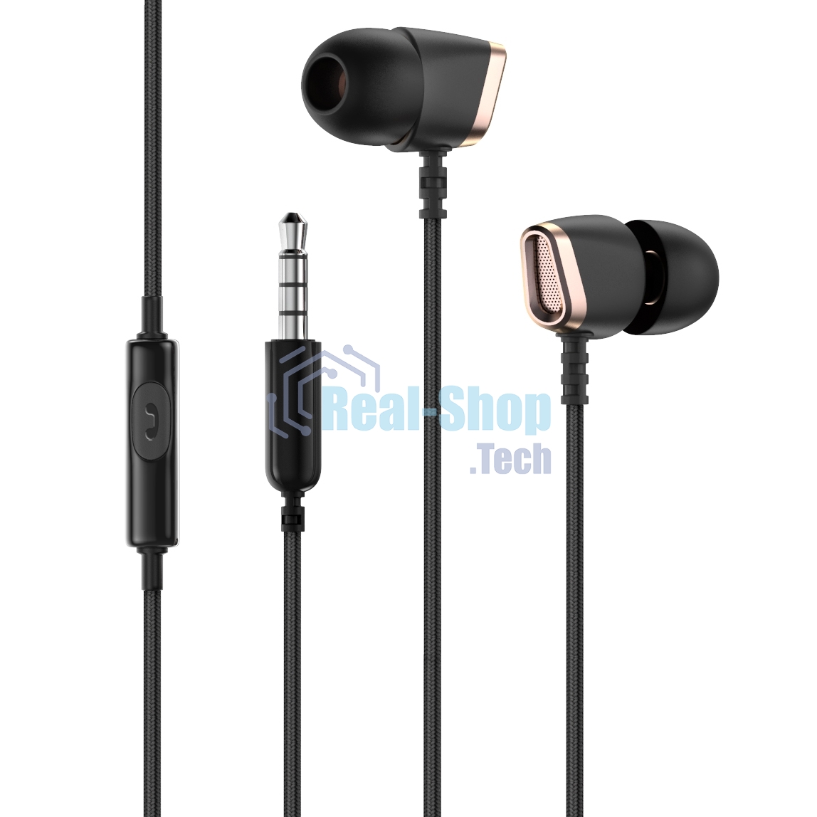 Наушники-гарнитура OLMIO Flame 3.5мм, черные, пластик, с микрофоном и кнопкой ответа