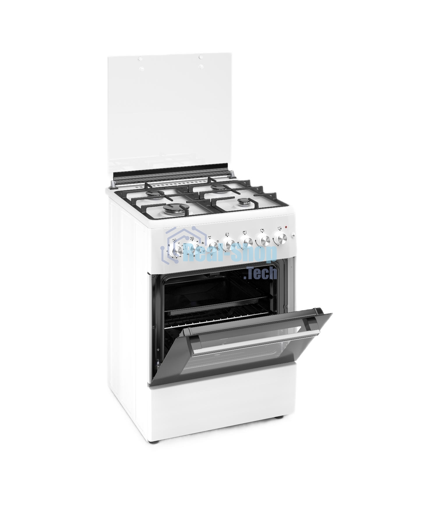 Комбинированная плита REEX RPF-60 WH 4 Газовые конфорки Электрическая духовка