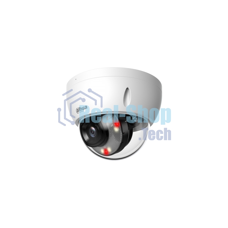 Уличная купольная IP-видеокамера Dahua DH-IPC-HDBW2449EP-S-IL-0280B Smart Dual Light с ИИ 4Мп, 1/2.9” CMOS, объектив 2.8мм, видеоаналитика, ИК до 30м, LED до 30м, IP67, корпус: металл