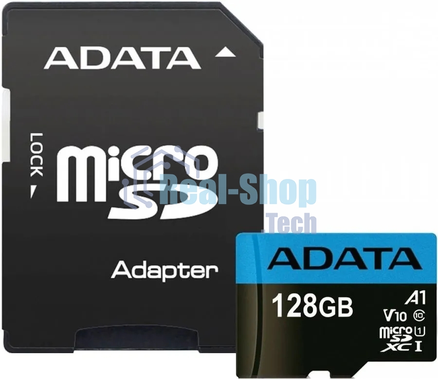 Флеш карта Micro SecureDigital 128Gb ADATA AUSDX128GUICL10A1-RA1 MicroSDXC Class 10 UHS-I, SD adapter