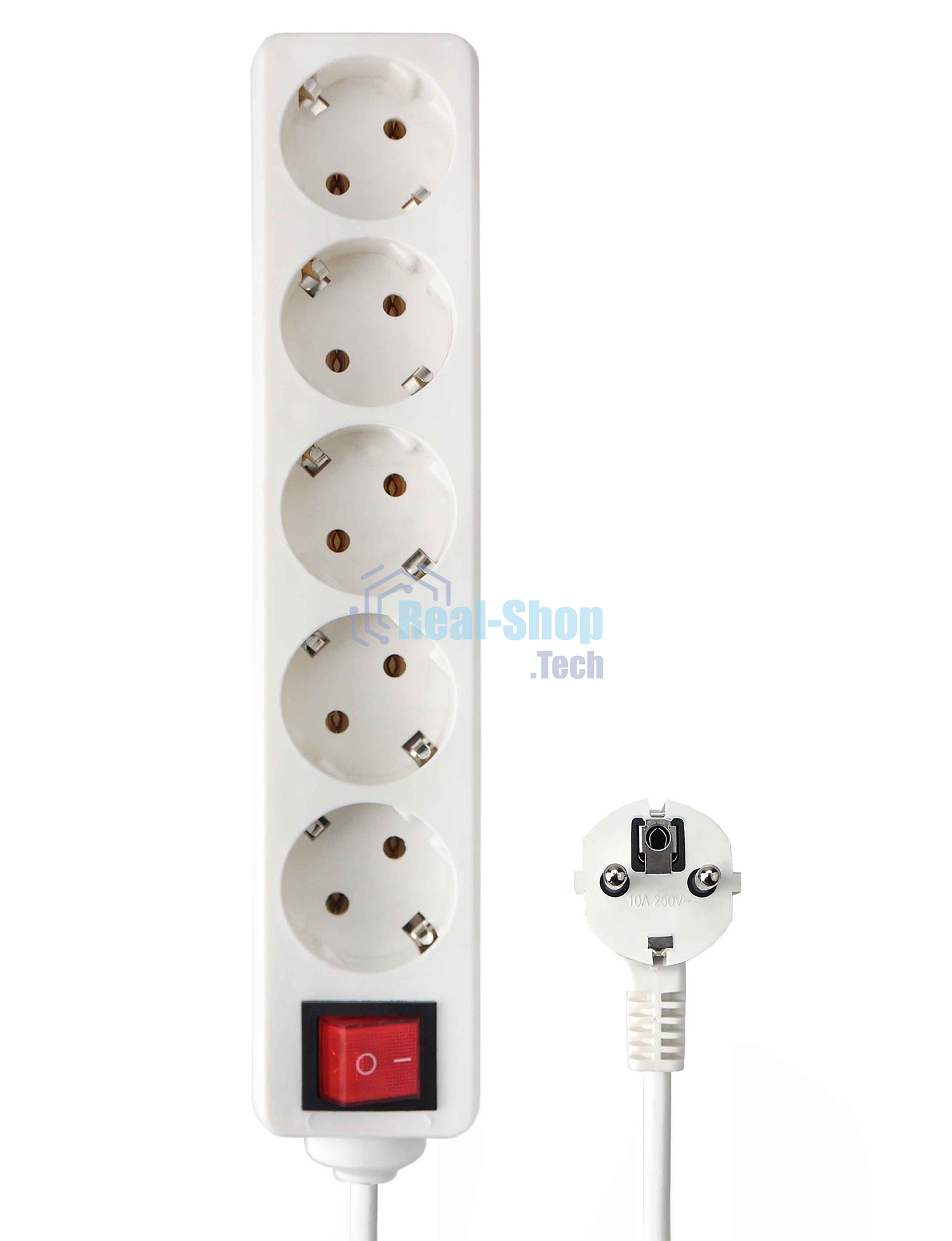 Удлинитель Гарнизон EL-NB-G5-W-3 5р 10А 3 м с выключателем и заземлением, белый