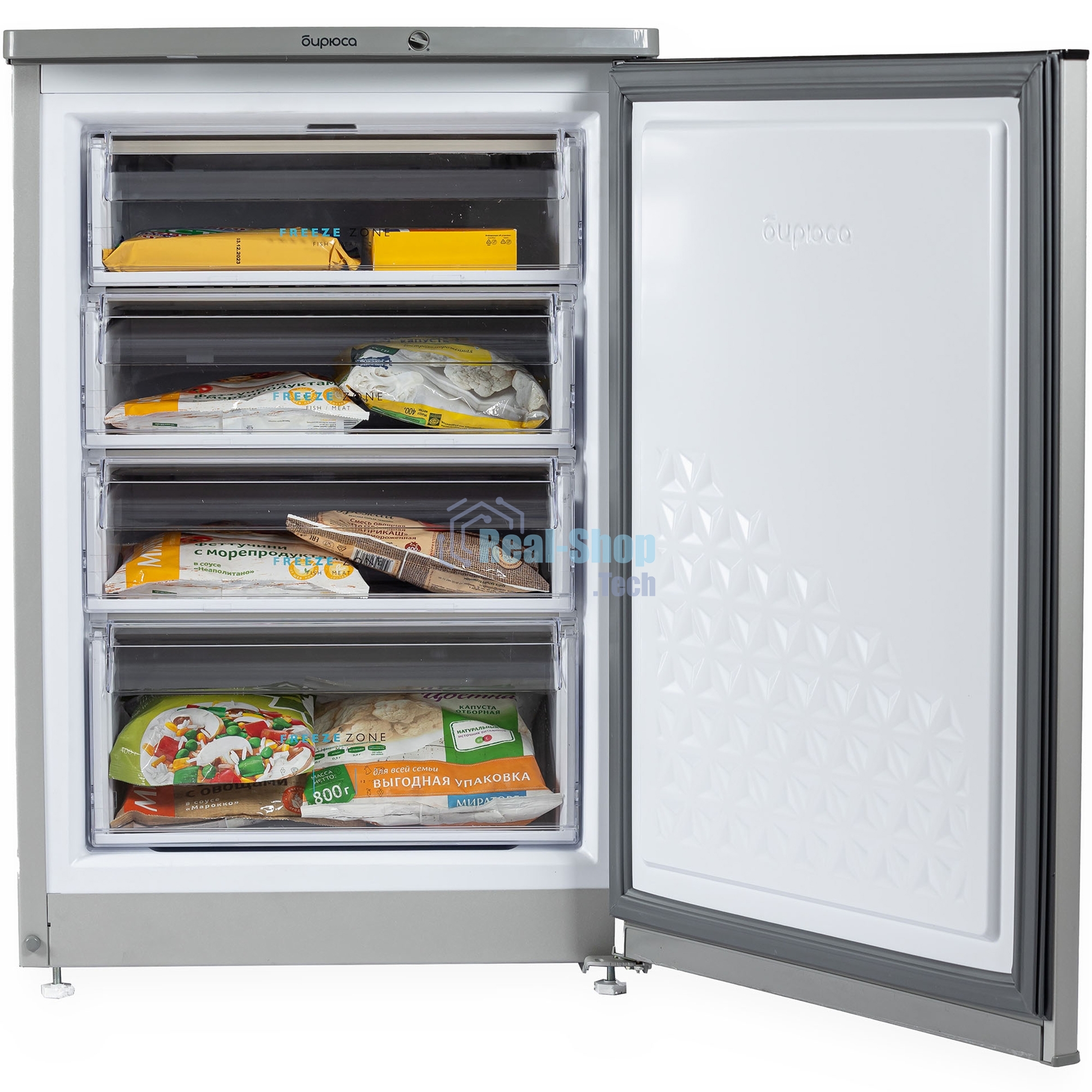 Морозильная камера Бирюса M514 металлик 110л, 4 ящика