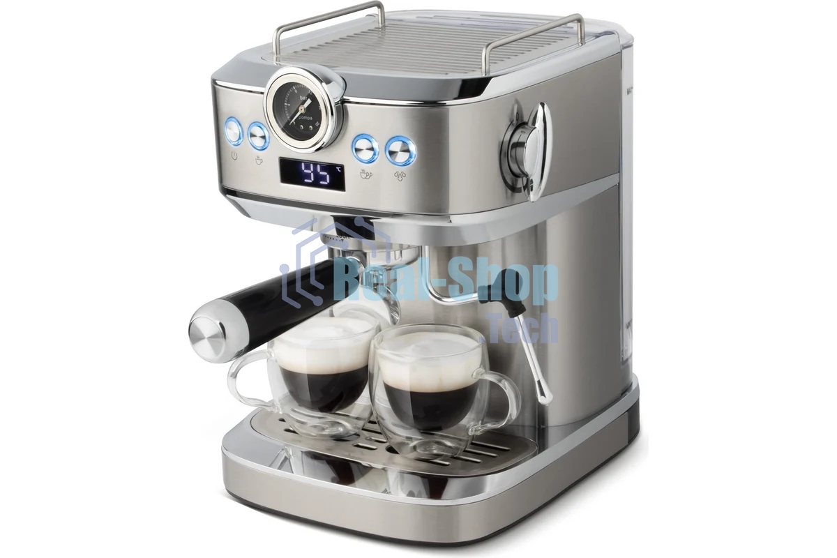 Кофеварка рожковая LEONORD LE-1753 Pro (108136) стальной, исп. кофе - молотый, 1,2 л, 1360 Вт, 20 бар