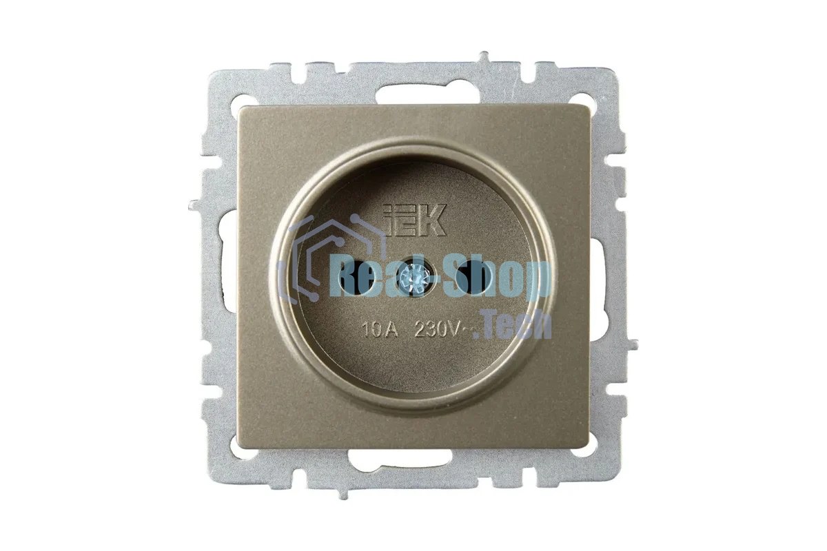 Розетка 1-местная IEK BRITE РС10-1-0-БрШ (BR-R10-10-K37) 10А, без заземления, без защитных шторок, шампань