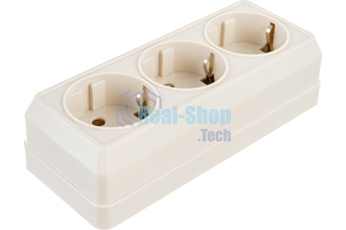 Розетка 3-м ОП Октава 16А РС23-3-ОК с заземл. крем. ИЭК ERO31-K33-16-DC