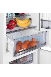 Встраиваемый холодильник Maunfeld MBF177SWGR Inverter белый двухкамерный 197/76 л, морозилка снизу, DeFrost