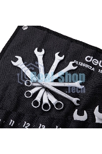 Набор комбинированных гаечных ключей 12 шт Deli DL130012A Спецификация: 6 мм, 8 мм, 10 мм, 11 мм, 12 мм, 13 мм, 14 мм, 15 мм, 17 мм, 19 мм, 22 мм, 24 мм. Матовая хромированная поверхность. Тканевая упаковка.