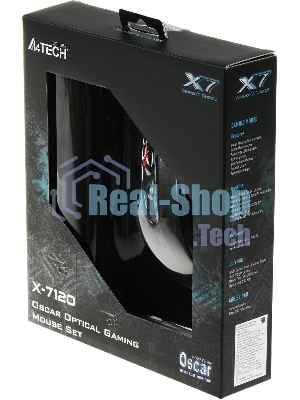 Мышь проводная + коврик A4Tech X-7120 черный, 2000 dpi, USB, кнопки - 7