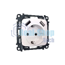 Комплект механизма электрической розетки OMEGA Жемчуг 2USB A+A 18W (быстрая зарядка) с/з QUANT (OP2090, VM155) MO209010