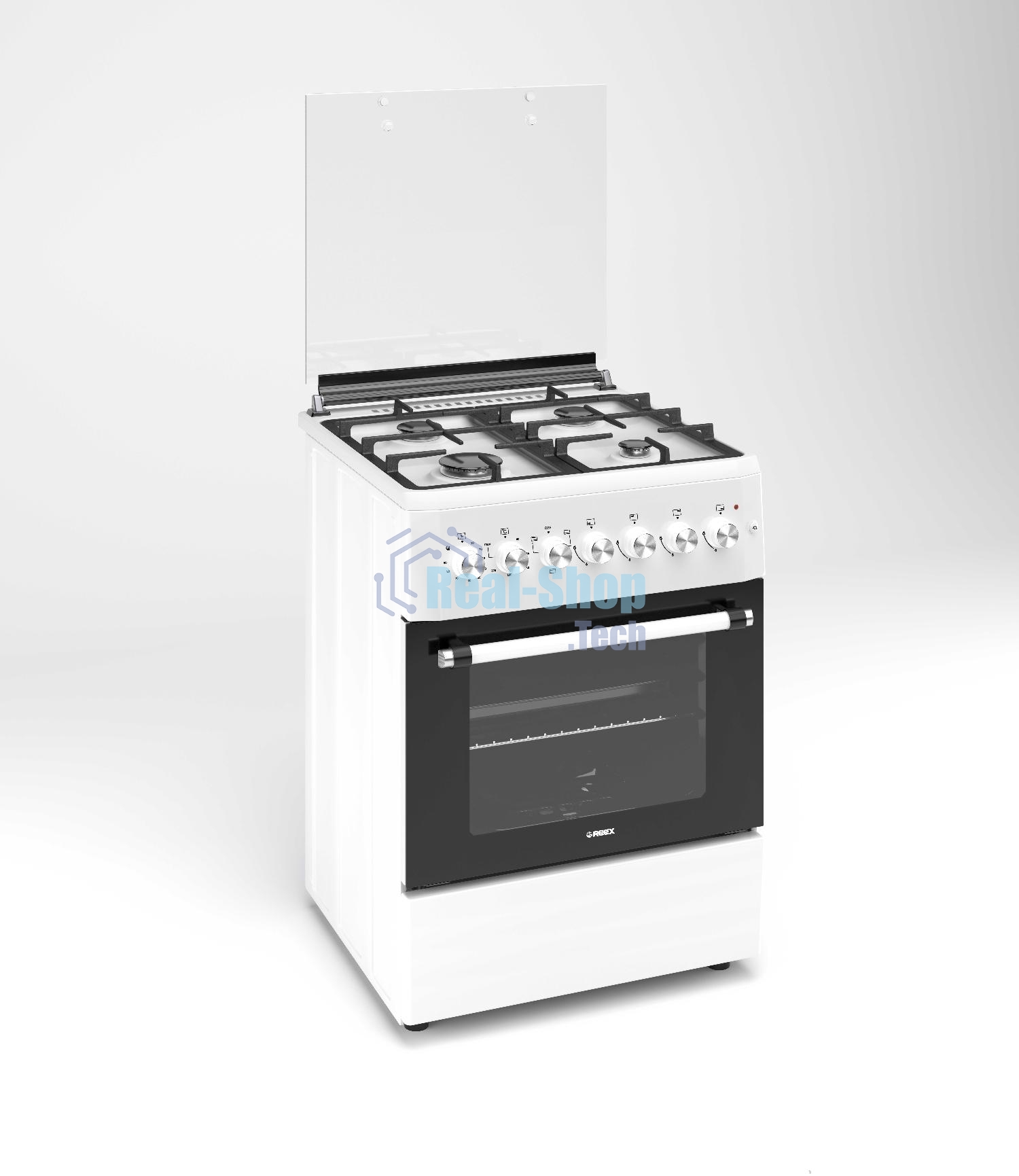 Комбинированная плита REEX RPF-60 WH 4 Газовые конфорки Электрическая духовка