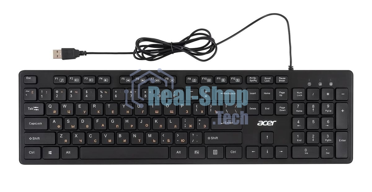 Клавиатура проводная Acer OKW122, USB, черный